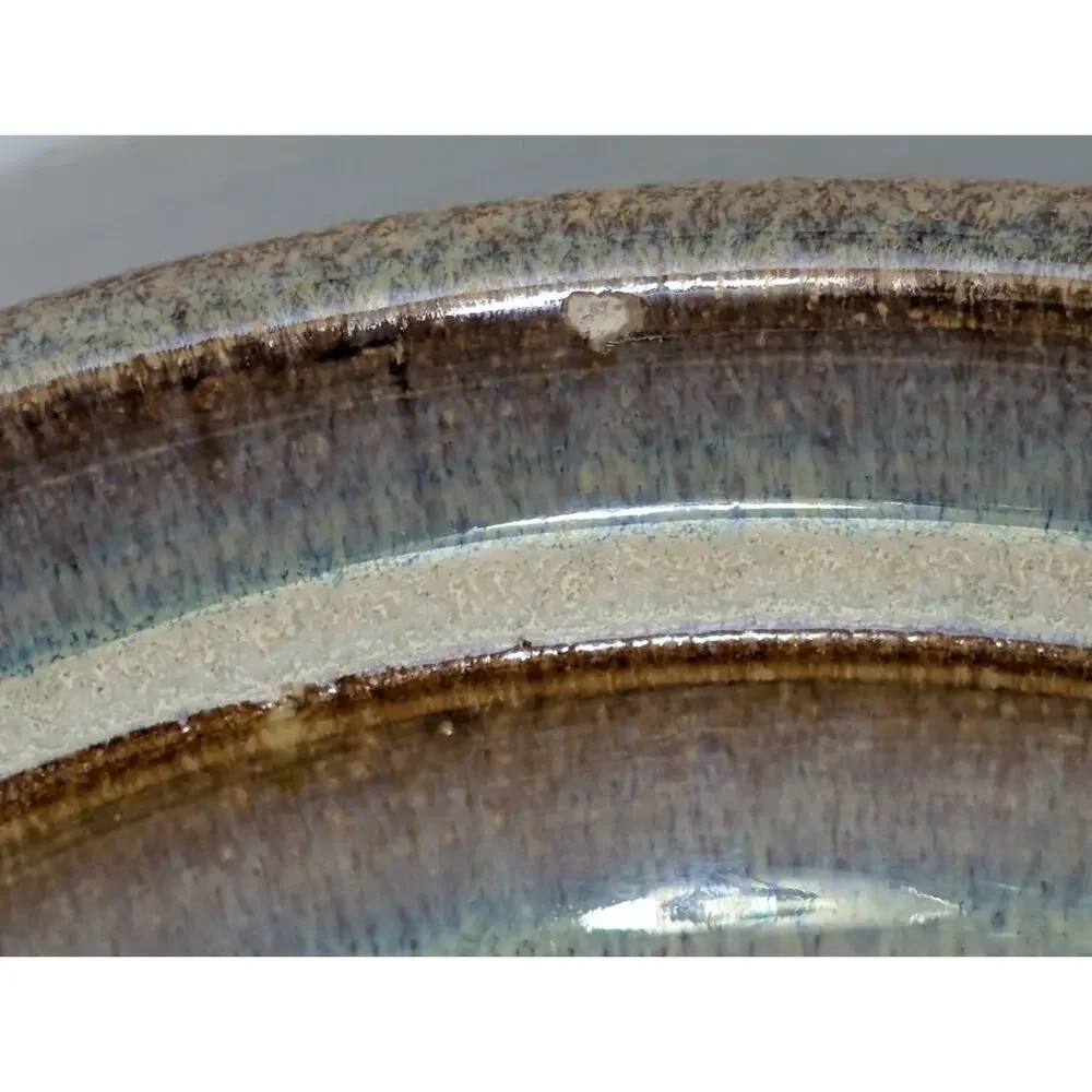 Bill Campbell Studio Art Pottery Bowl Spiraled Blue Brown Style Glaze